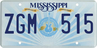 MS license plate ZGM515