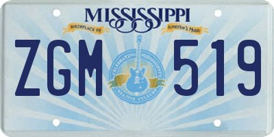 MS license plate ZGM519