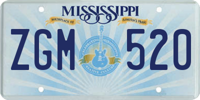 MS license plate ZGM520