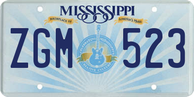 MS license plate ZGM523
