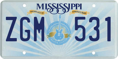 MS license plate ZGM531