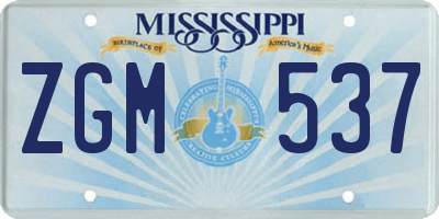MS license plate ZGM537