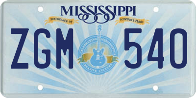 MS license plate ZGM540