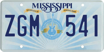 MS license plate ZGM541