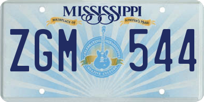 MS license plate ZGM544