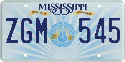 MS license plate ZGM545