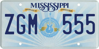 MS license plate ZGM555