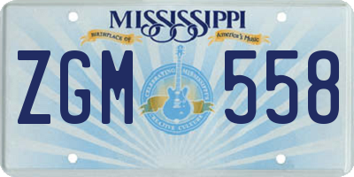 MS license plate ZGM558