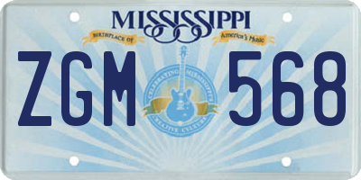 MS license plate ZGM568