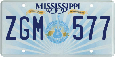 MS license plate ZGM577