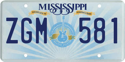 MS license plate ZGM581