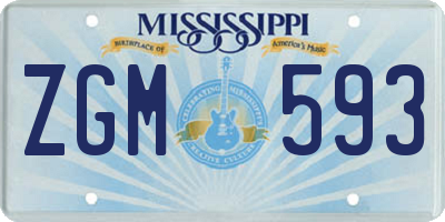 MS license plate ZGM593