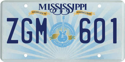 MS license plate ZGM601
