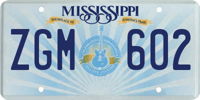 MS license plate ZGM602