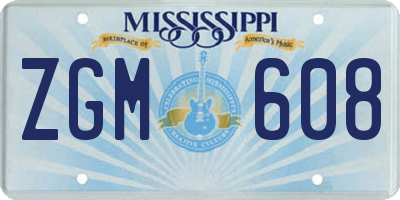 MS license plate ZGM608