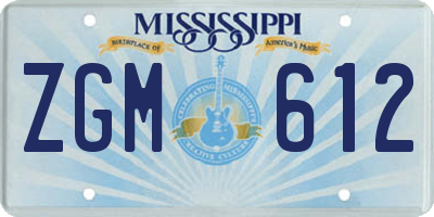 MS license plate ZGM612