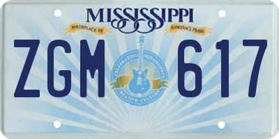 MS license plate ZGM617