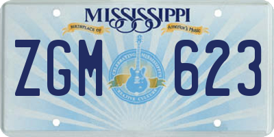 MS license plate ZGM623