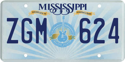 MS license plate ZGM624