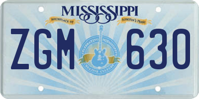 MS license plate ZGM630