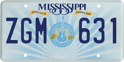 MS license plate ZGM631