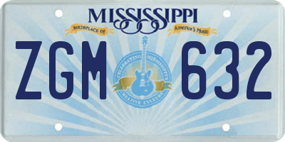 MS license plate ZGM632