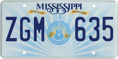 MS license plate ZGM635
