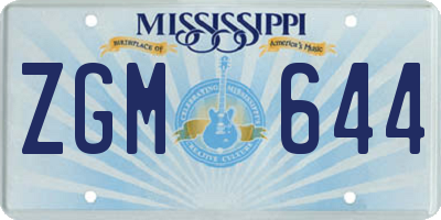 MS license plate ZGM644