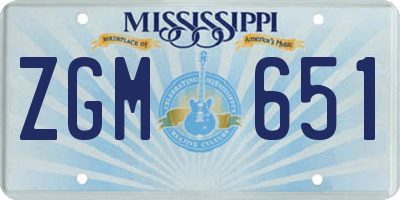 MS license plate ZGM651