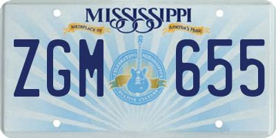 MS license plate ZGM655
