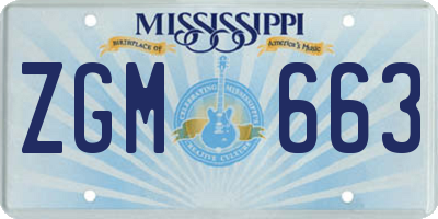 MS license plate ZGM663