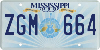 MS license plate ZGM664