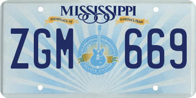 MS license plate ZGM669