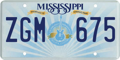 MS license plate ZGM675