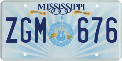 MS license plate ZGM676