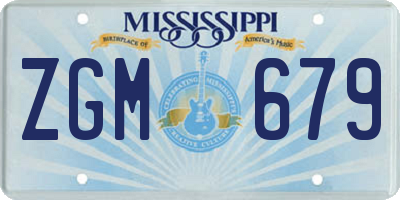 MS license plate ZGM679