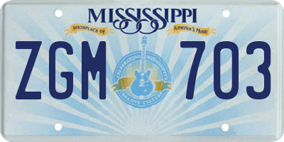 MS license plate ZGM703