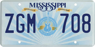 MS license plate ZGM708
