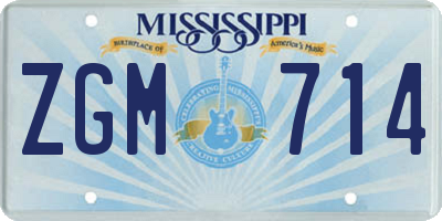 MS license plate ZGM714