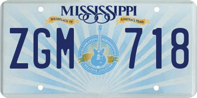 MS license plate ZGM718