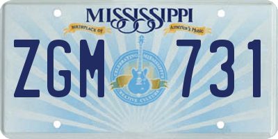 MS license plate ZGM731