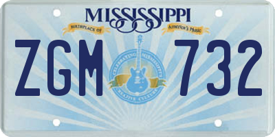 MS license plate ZGM732