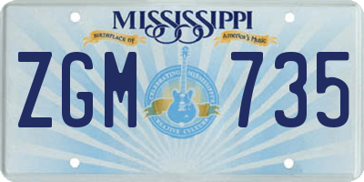 MS license plate ZGM735