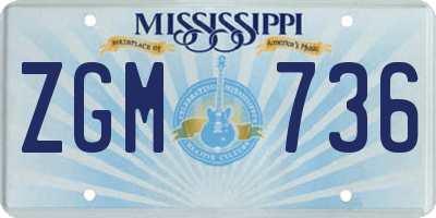 MS license plate ZGM736