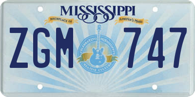 MS license plate ZGM747