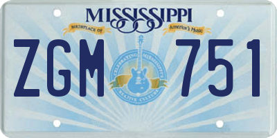 MS license plate ZGM751