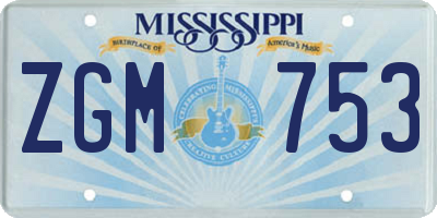 MS license plate ZGM753