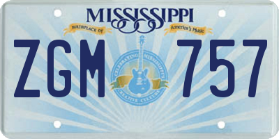 MS license plate ZGM757