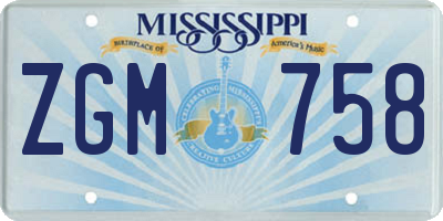 MS license plate ZGM758