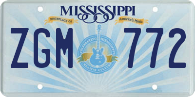 MS license plate ZGM772